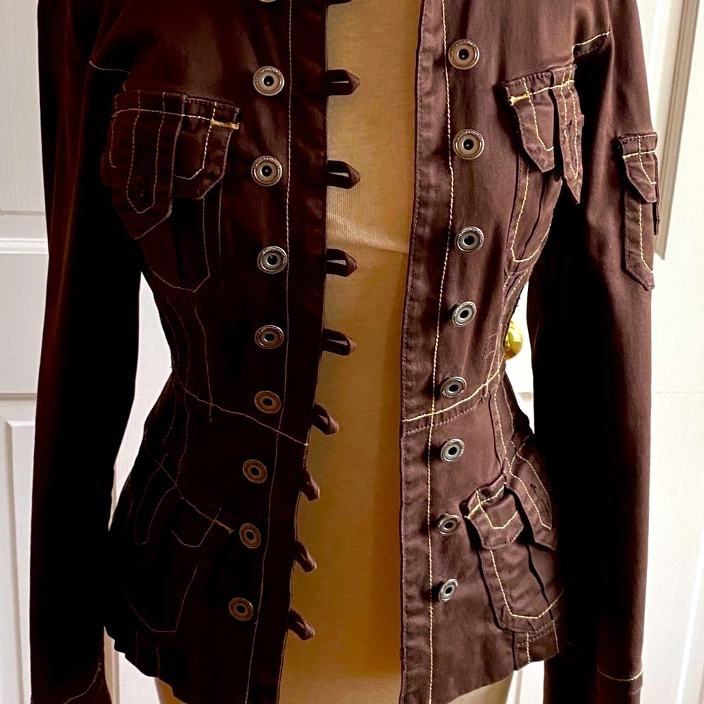 Twill 22 Brown Double Button Jacket - image 3